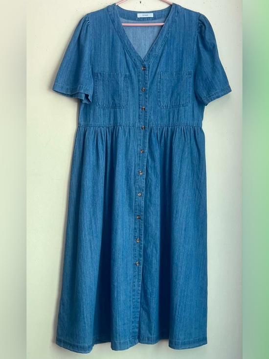 kiki shop Dresses & Skirts - Casual Blue Denim Button-Front Midi Dress